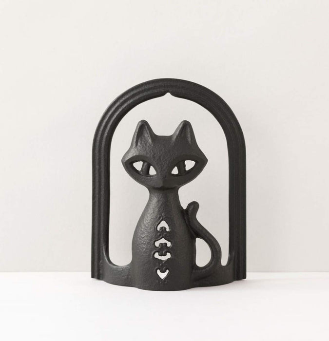 Iwachu Nambu Ironware Black Cat Letter Stand 10.5x5x14cm-Kiichin - The #1 Place for Japanese Goods in Your Hand!