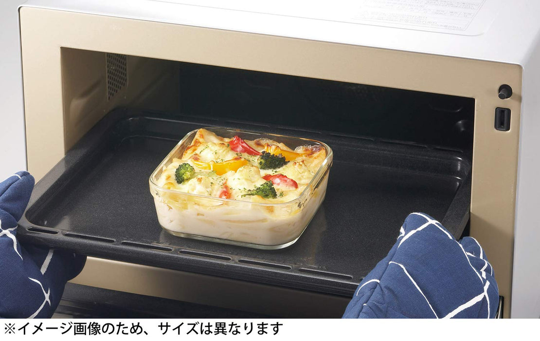 Iwaki 1.0L Heat-Resistant Glass Storage Container Green Square Deep