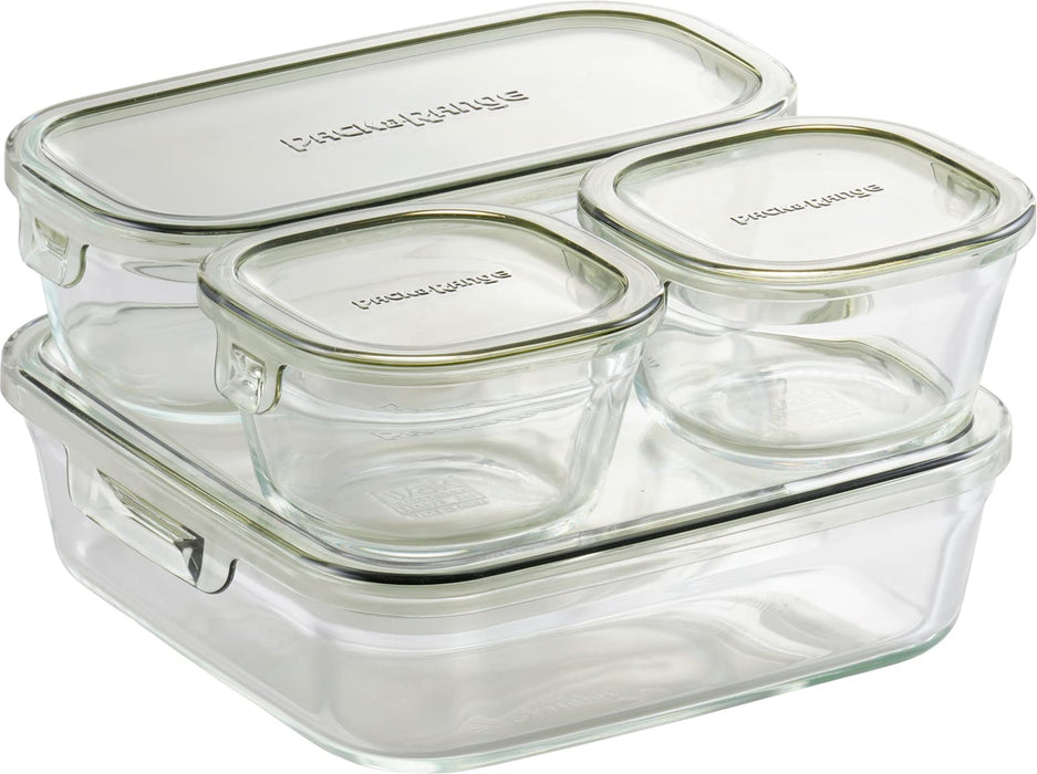 Iwaki Olive Green Heat-Resistant Glass Storage Container System Mini Set