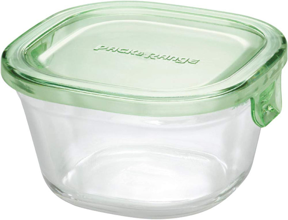 Iwaki Heat-Resistant Glass Storage Container 200ml Green Square Microwave Safe