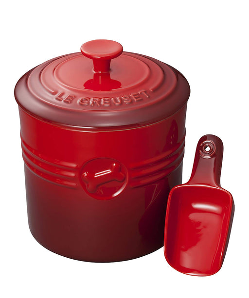 Le Creuset Cherry Red Pet Food Container with Scoop for Dogs and Cats-Kiichin - The #1 Place for Japanese Goods in Your Hand!