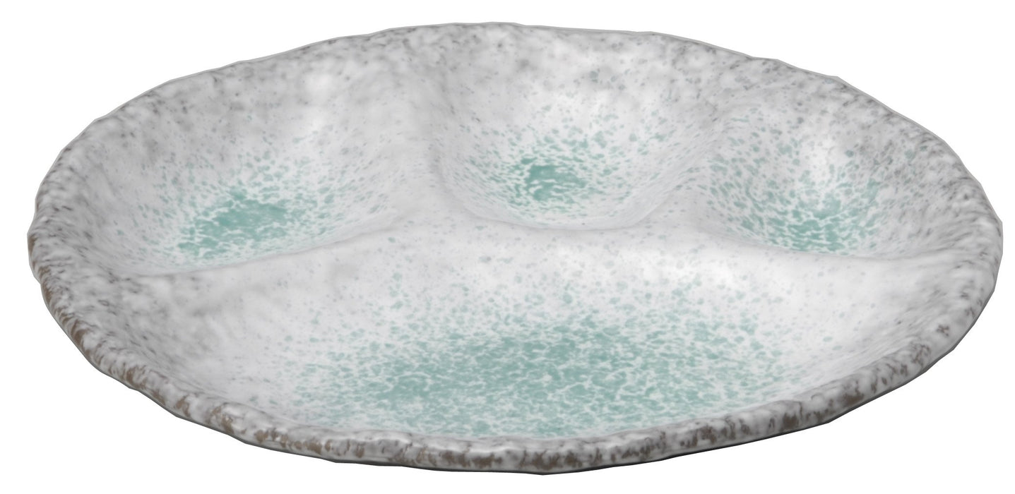 Santo Ceramic Divided Plate Blue Leaves Microwave Safe Japan Made 12212