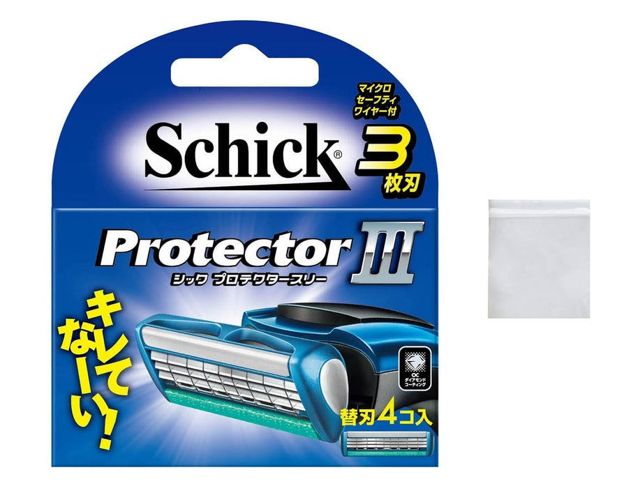 Schick Protector Three - 3 Blade Replacement Pack (4 Pcs) with Portable Bag-Kiichin - The #1 Place for Japanese Goods in Your Hand!