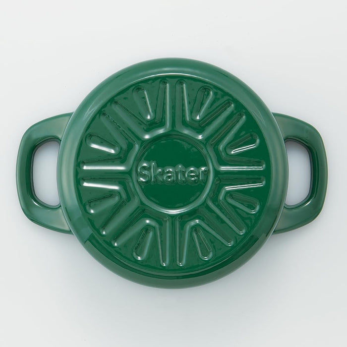 Skater Ih Compatible Iron Cocotte Pot 16cm Leaf Green Double Handle Enameled