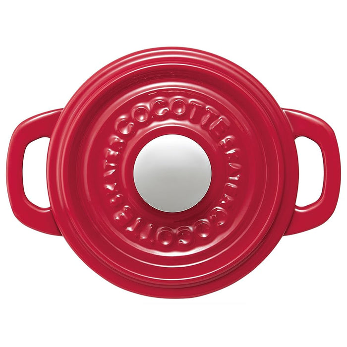 Skater Cocotte Pot Paprika Red 12Cm Iron Enameled Double Handle Oven Safe