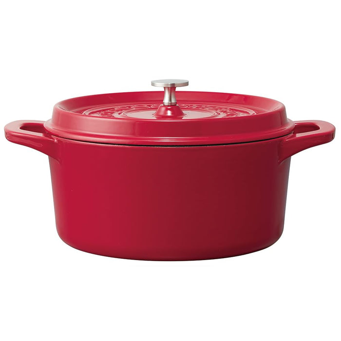 Skater Ih Compatible 24Cm Paprika Red Enameled Cast Iron Cocotte Pot