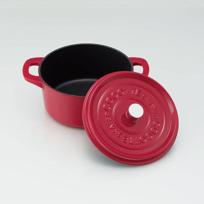 Skater Ih Compatible 24Cm Paprika Red Enameled Cast Iron Cocotte Pot
