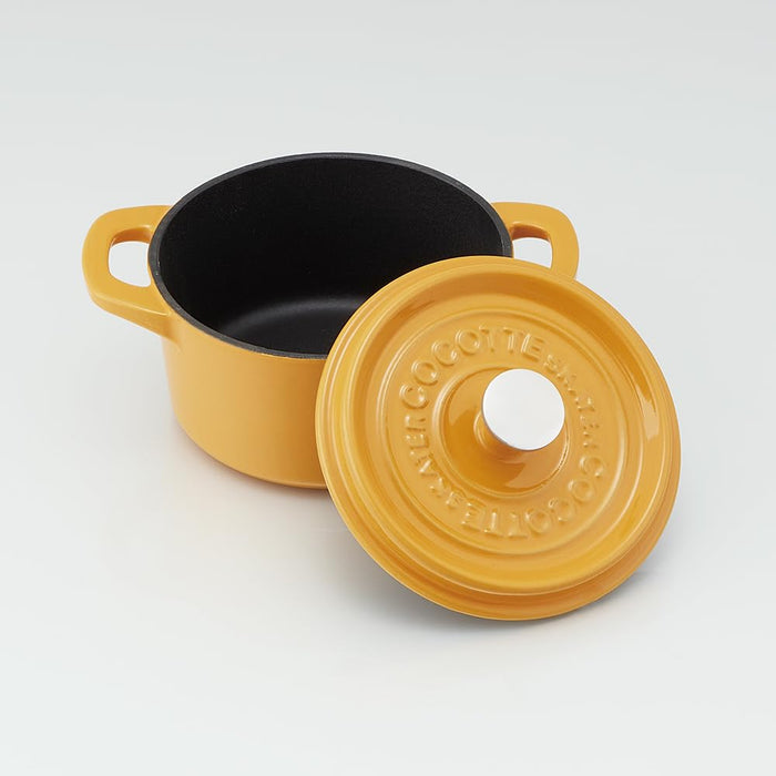 Skater Pumpkin Yellow 16cm Enameled Iron Double Handle Cocotte Pot IH Compatible