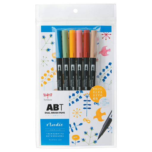 Tombow 6-Color Nordic Set AB-T6CNR Dual Brush Pen and Pencil Brush-Kiichin - The #1 Place for Japanese Goods in Your Hand!