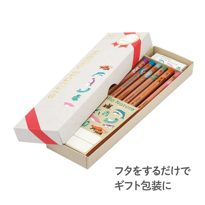 Tombow 2B Drawing Pencils Hello Nature 6-Patterns Gift Set with Mono Eraser-Kiichin - The #1 Place for Japanese Goods in Your Hand!