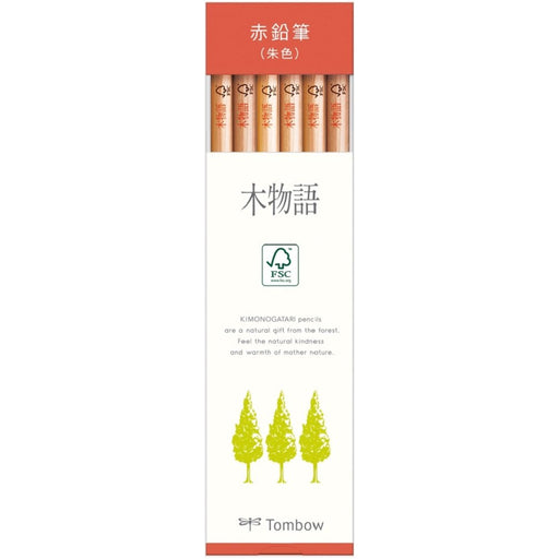 Tombow 1 Dozen Vermilion Red Pencil F Wood Story Round Shaft Pencil Pack-Kiichin - The #1 Place for Japanese Goods in Your Hand!