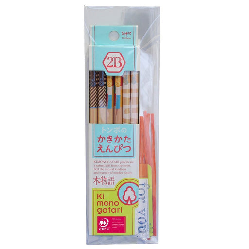 Tombow 2B Small Drawing Pencil with Light Blue Pattern - Wood Story Gift Edition-Kiichin - The #1 Place for Japanese Goods in Your Hand!