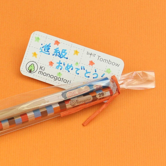 Tombow 2B Small Drawing Pencil with Light Blue Pattern - Wood Story Gift Edition-Kiichin - The #1 Place for Japanese Goods in Your Hand!