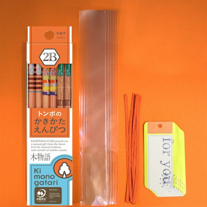 Tombow 2B Drawing Pencil Wood Story Small Gift Orange Pattern Kb-Kpf03G-Kiichin - The #1 Place for Japanese Goods in Your Hand!