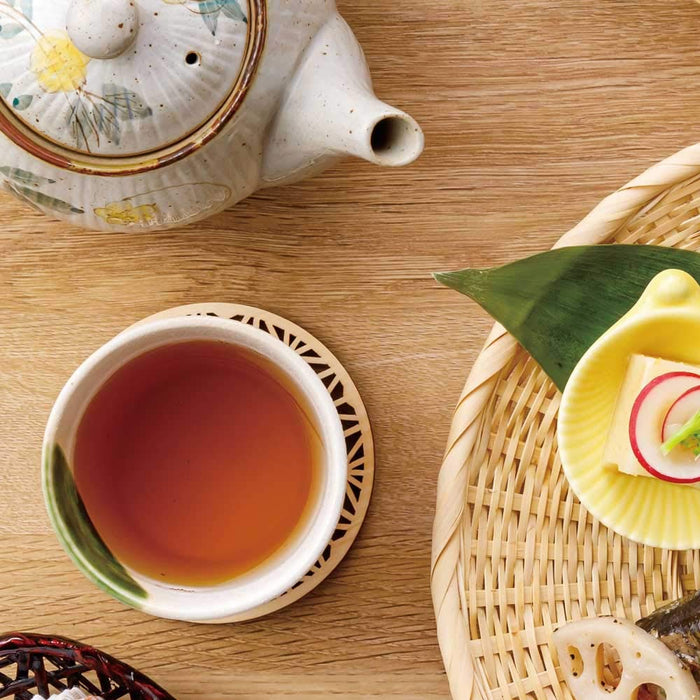 Yamaco Hinoki Coaster Hemp Leaf Design 8.8x0.5cm - Elegant Table Decor-Kiichin - The #1 Place for Japanese Goods in Your Hand!