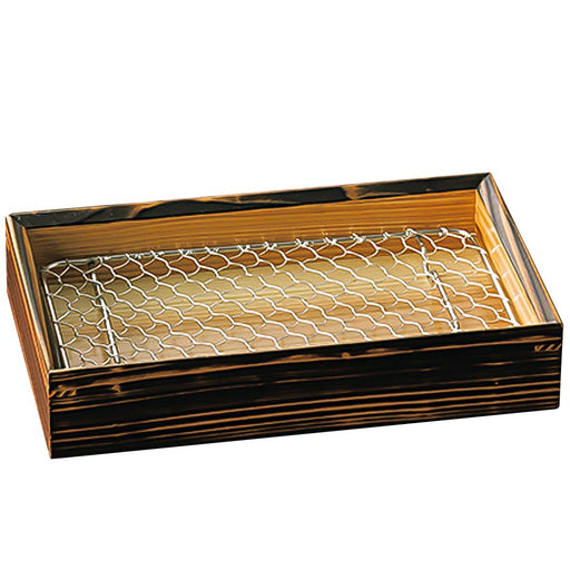 Yamaco Yakisugi Tempura Plate with Stainless Steel Mesh 18273-Kiichin - The #1 Place for Japanese Goods in Your Hand!