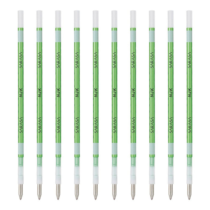 Zebra Prefeel Sarasa Ballpoint Pen Refill Shiny Green 0.5 Lead 10 Piece Pack-Kiichin - The #1 Place for Japanese Goods in Your Hand!