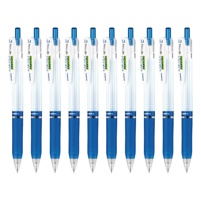 Zebra Sarasa Markon Blue Gel Ballpoint Pen 0.4mm Tip Box of 10 pens-Kiichin - The #1 Place for Japanese Goods in Your Hand!