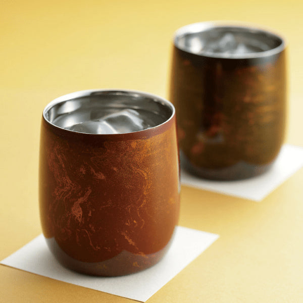 Asahi Yamanaka Red Lacquered Double-Wall Round Glass 250ml - Japanese Gift-Boxed-Kiichin - The #1 Place for Japanese Goods in Your Hand!