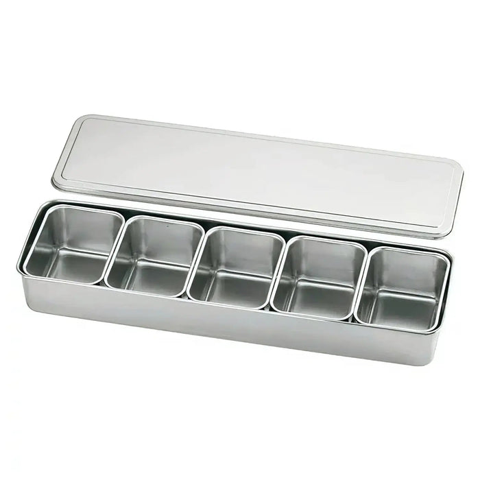 Ebm Stainless Steel Yakumi Seasoning Container - 5 Compartments-Kiichin - The #1 Place for Japanese Goods in Your Hand!