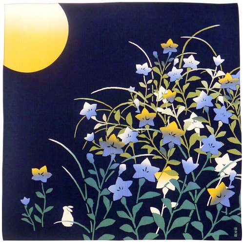 Hama Pattern Furoshiki 50Cm Japan Bellflower & Moonlight Navy Blue - Premium Quality-Kiichin - The #1 Place for Japanese Goods in Your Hand!