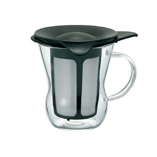 Hario 200Ml Black Glass Mug with Infuser - Heat Resistant-Kiichin - The #1 Place for Japanese Goods in Your Hand!