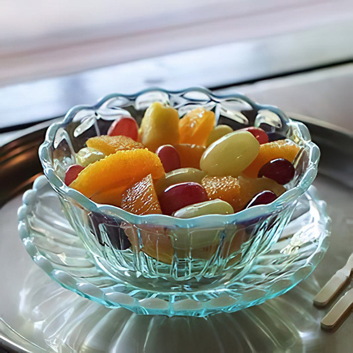 Hirota Glass Japan Yukinohana Blue Shallow Bowl - Premium Soda-Lime Glass-Kiichin - The #1 Place for Japanese Goods in Your Hand!