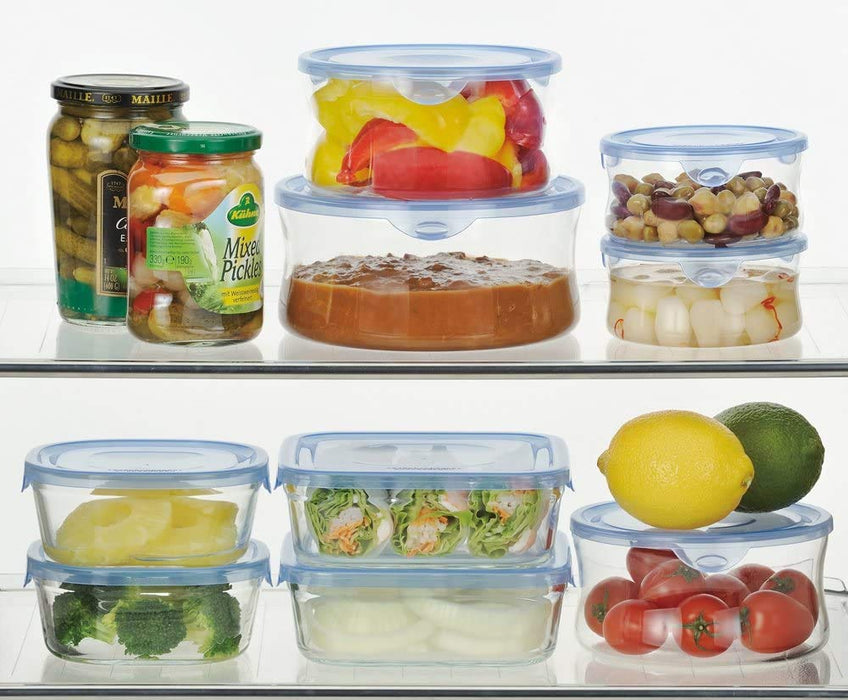 Iwaki Aqua Blue Round Glass Storage Containers - 4 Pack (840ml)-Kiichin - The #1 Place for Japanese Goods in Your Hand!