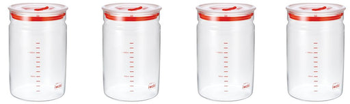 Iwaki Japan Kbt7003M-R Glass Airtight Canister 1.45L 4Pcs - 12.4Cm Dia 18.1Cm H-Kiichin - The #1 Place for Japanese Goods in Your Hand!