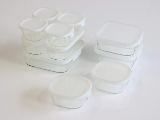 Iwaki Japan Heat Resistant Glass Storage Container Set - 11Pc, 200Ml-1200Ml-Kiichin - The #1 Place for Japanese Goods in Your Hand!