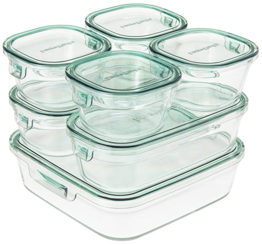 Iwaki Japan Heat Resistant Glass Storage Container Green Set of 7 Pack-Kiichin - The #1 Place for Japanese Goods in Your Hand!