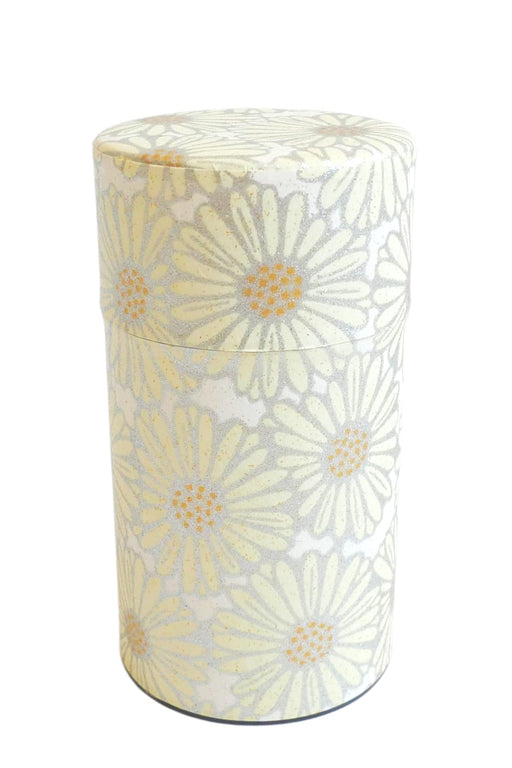 Kitsusako Yuzen Paper Tea Canister - Authentic Kyoto Tea Storage (Beige)-Kiichin - The #1 Place for Japanese Goods in Your Hand!
