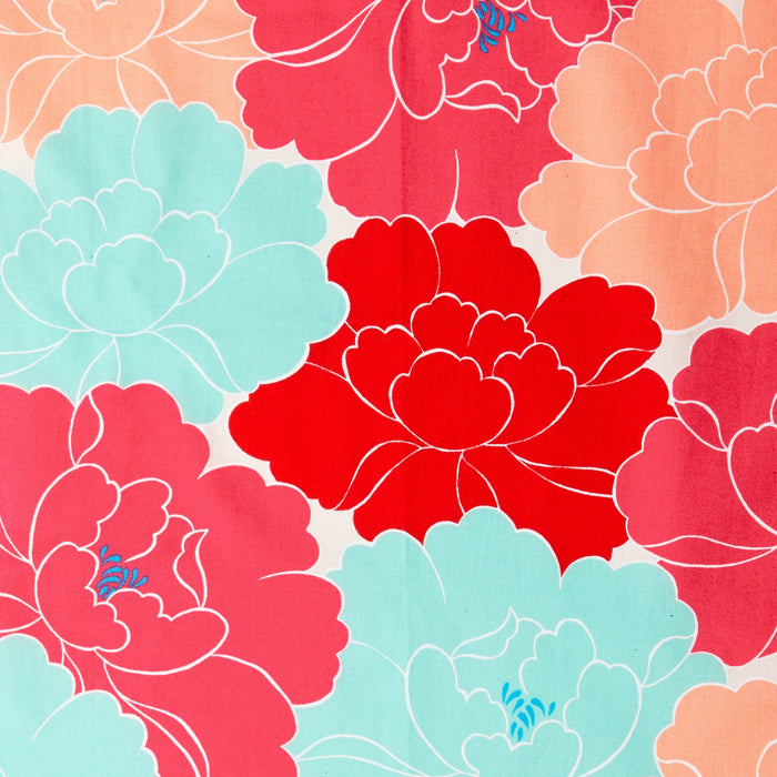 Musubi Furoshiki 50Cm Himemusubi Adeline Klam Peony Red Organic Cotton - Japanese Style-Kiichin - The #1 Place for Japanese Goods in Your Hand!