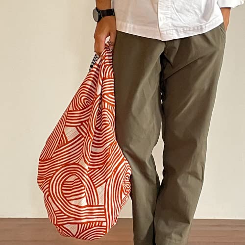 Musubi Furoshiki 3-Way Isa Pattern Double-Sided Knot Eyes Orange 104Cm Cotton - Japanese-Kiichin - The #1 Place for Japanese Goods in Your Hand!