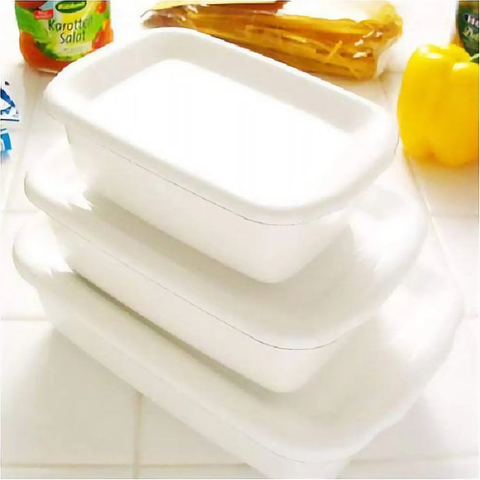 Noda Horo White Series Enamel Large Food Containers with Lid - Premium Quality Storage Solution-Kiichin - The #1 Place for Japanese Goods in Your Hand!