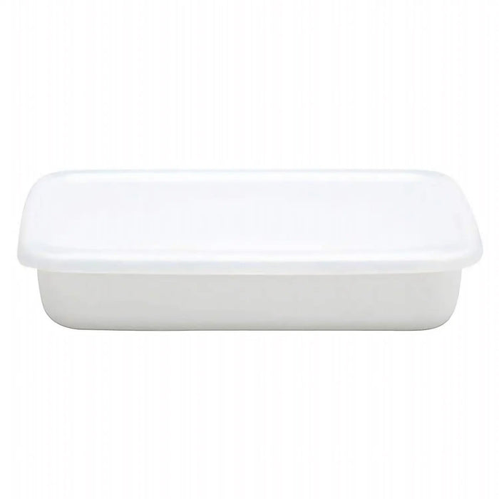 Noda Horo White Enamel Rectangular Shallow Food Containers - Small Size-Kiichin - The #1 Place for Japanese Goods in Your Hand!