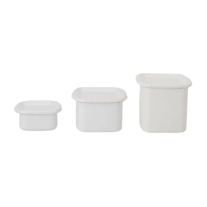 Noda Horo Enamel Square Food Containers with Lid - White Series-Kiichin - The #1 Place for Japanese Goods in Your Hand!
