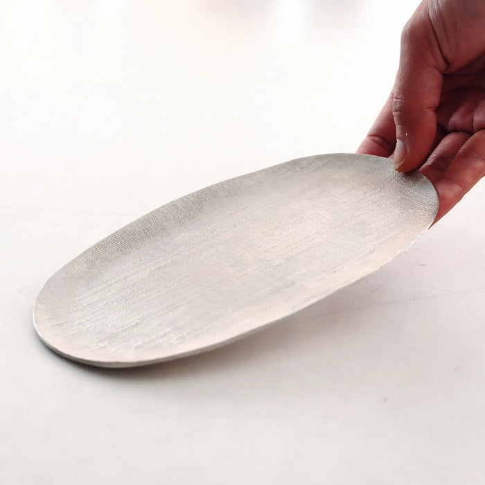 Nunome Medium Long Plate by Nousaku Tinware Enhance Your Table Setting with Exquisite Craftsmanship-Kiichin - The #1 Place for Japanese Goods in Your Hand!
