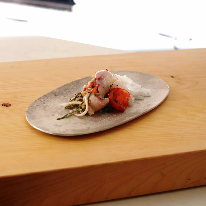 Nunome Medium Long Plate by Nousaku Tinware Enhance Your Table Setting with Exquisite Craftsmanship-Kiichin - The #1 Place for Japanese Goods in Your Hand!