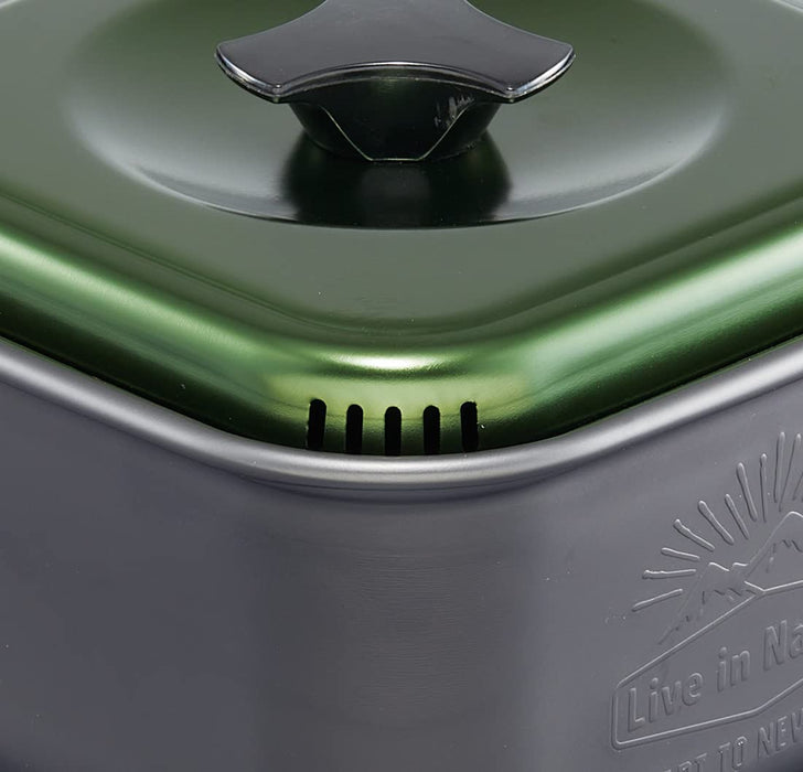 Skater Aluminum Square Pot Ramen Cooker 1.2L Anc1-A Green Outdoor Camping-Kiichin - The #1 Place for Japanese Goods in Your Hand!
