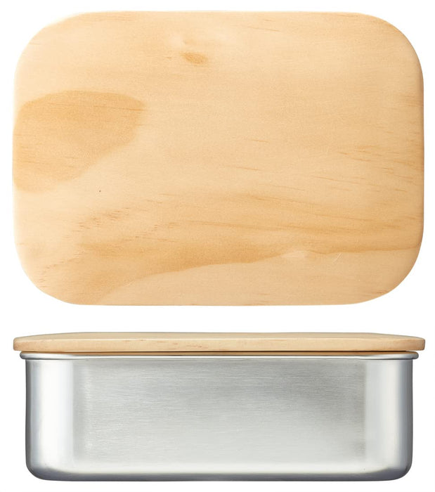 Skater STLB9B-A Stainless Steel Lunch Box 830ml 1 Tier Wood Lid-Kiichin - The #1 Place for Japanese Goods in Your Hand!