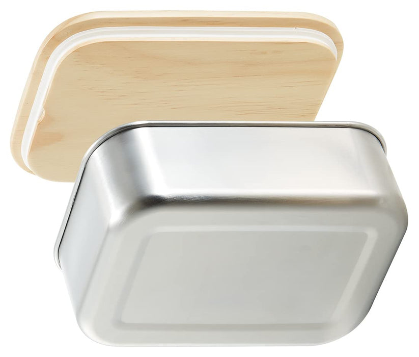 Skater STLB9B-A Stainless Steel Lunch Box 830ml 1 Tier Wood Lid-Kiichin - The #1 Place for Japanese Goods in Your Hand!