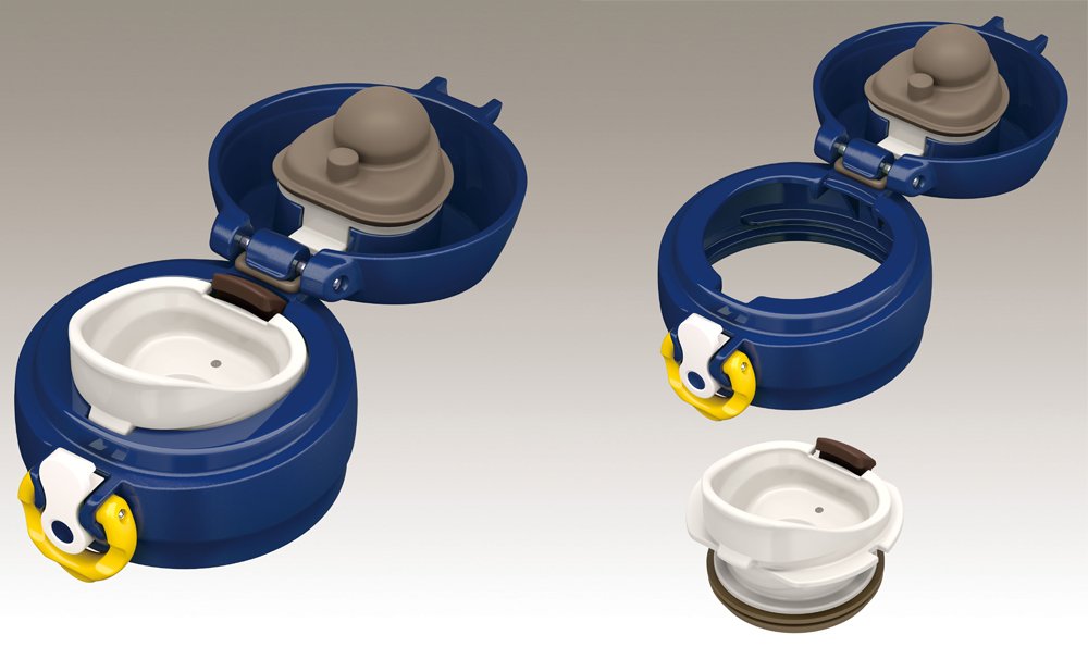 Thermos 0.4L Vacuum Insulated Mobile Mug - One Touch Open, Navy Yellow-Kiichin - The #1 Place for Japanese Goods in Your Hand!