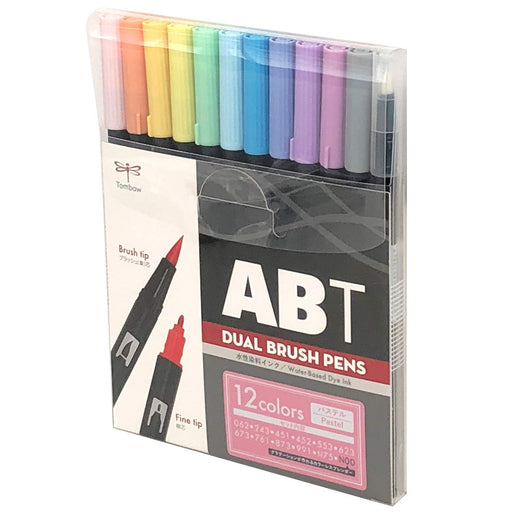 Tombow 12-Piece Pastel Dual Brush Pen Set - Japan Priority-Kiichin - The #1 Place for Japanese Goods in Your Hand!