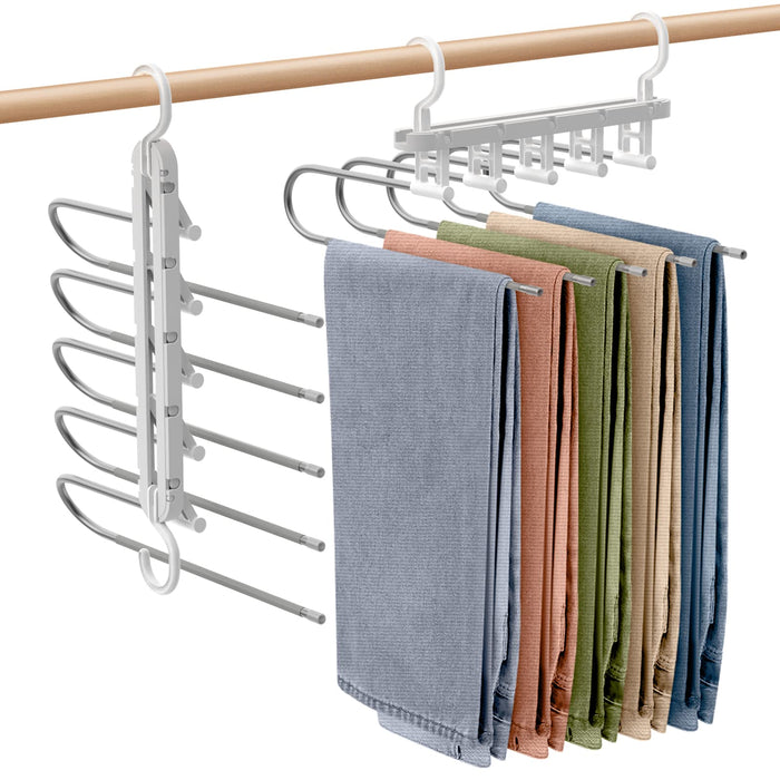 Housolution 5-Tier Trouser Hanger - Japan Made, Wrinkle-Free Closet Storage-Kiichin - The #1 Place for Japanese Goods in Your Hand!