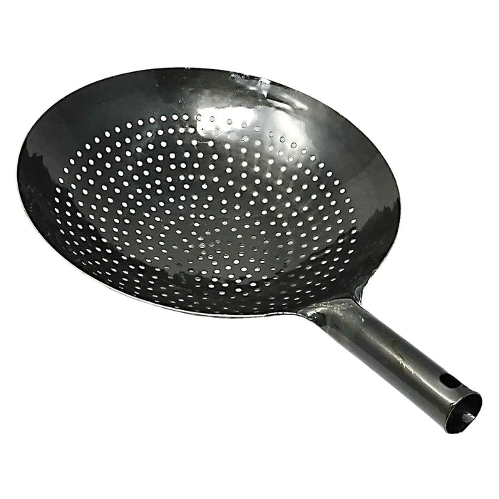 Yamada 33cm Iron Wok Strainer with Hammered Perforations-Kiichin - The #1 Place for Japanese Goods in Your Hand!