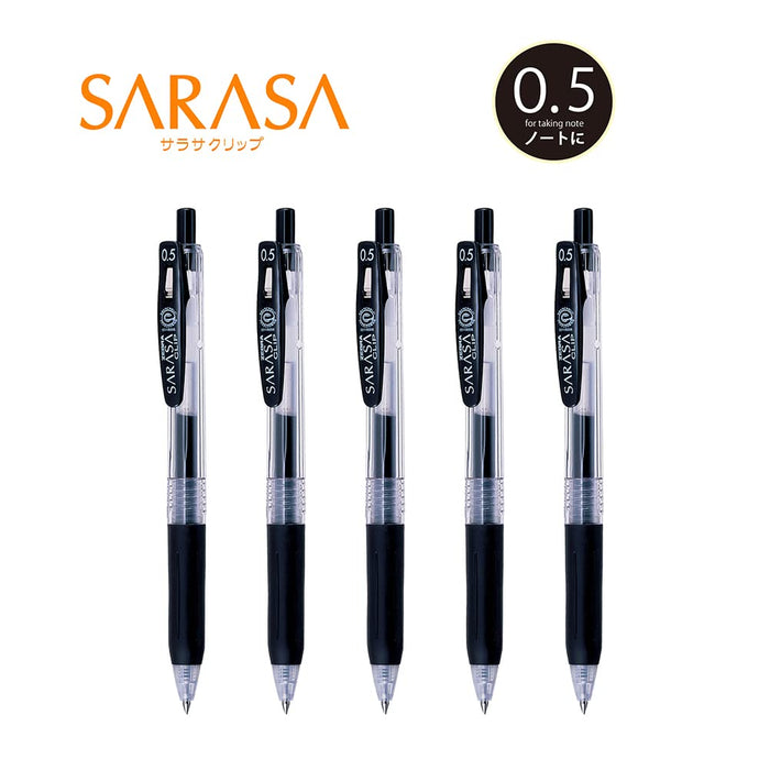 Zebra Sarasa Clip 0.5 Gel Pen Black Pack of 5 - Made in Japan-Kiichin - The #1 Place for Japanese Goods in Your Hand!