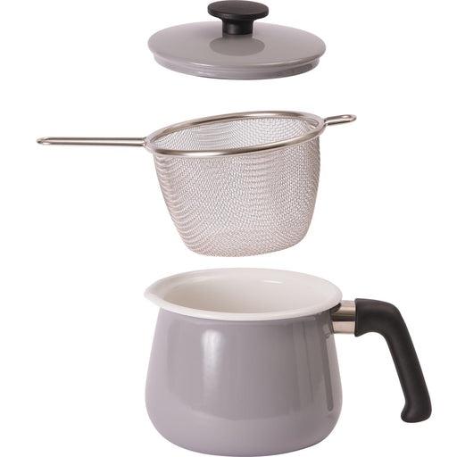 Wahei Freiz Enamel Multi-Pot Light Gray Induction Gas Safe With Colander-Kiichin - The #1 Place for Japanese Goods in Your Hand!