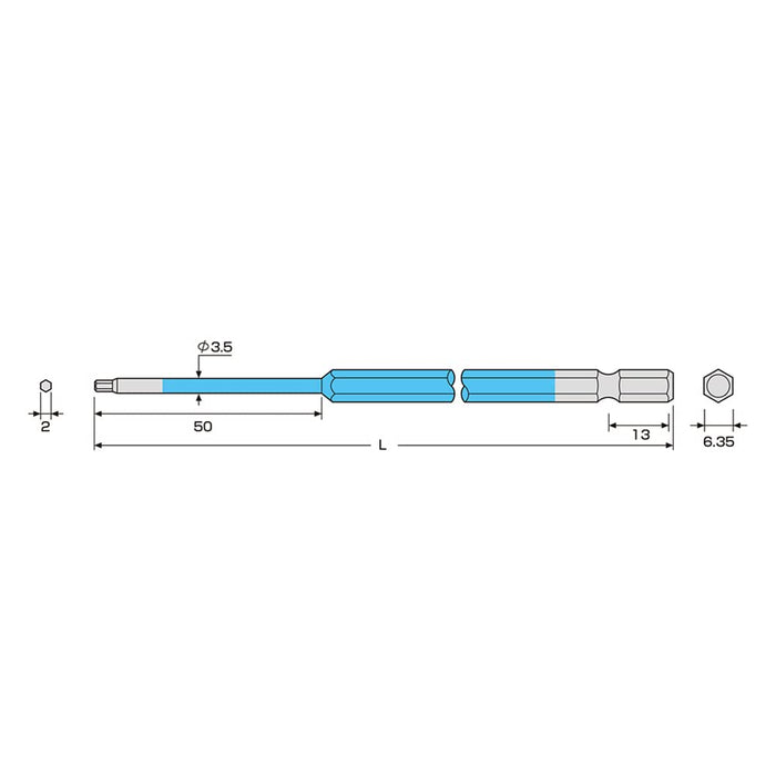Anex 2mm Single Head Hexagonal Wrench ACHX-2015 Durable Color Bit-Kiichin - The #1 Place for Japanese Goods in Your Hand!