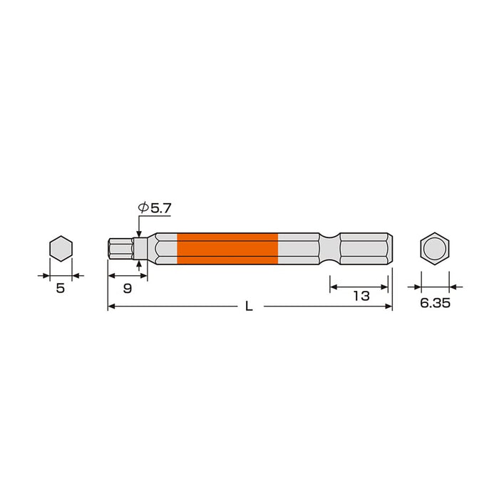 Anex Hexagonal Wrench Single Head 5mm with Color Bit - Model ACHX-5065-Kiichin - The #1 Place for Japanese Goods in Your Hand!